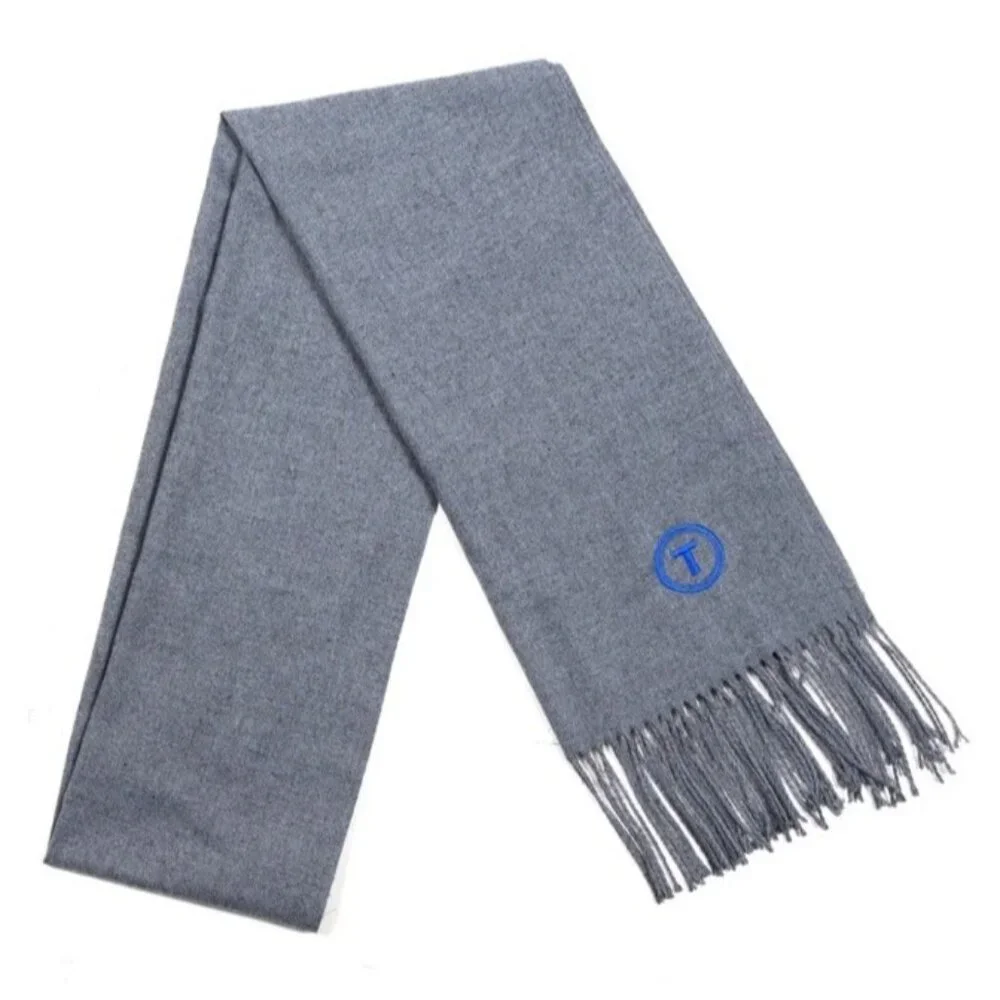 TRILLORY Gray Cashmere Blend Soft Fringed Scarf